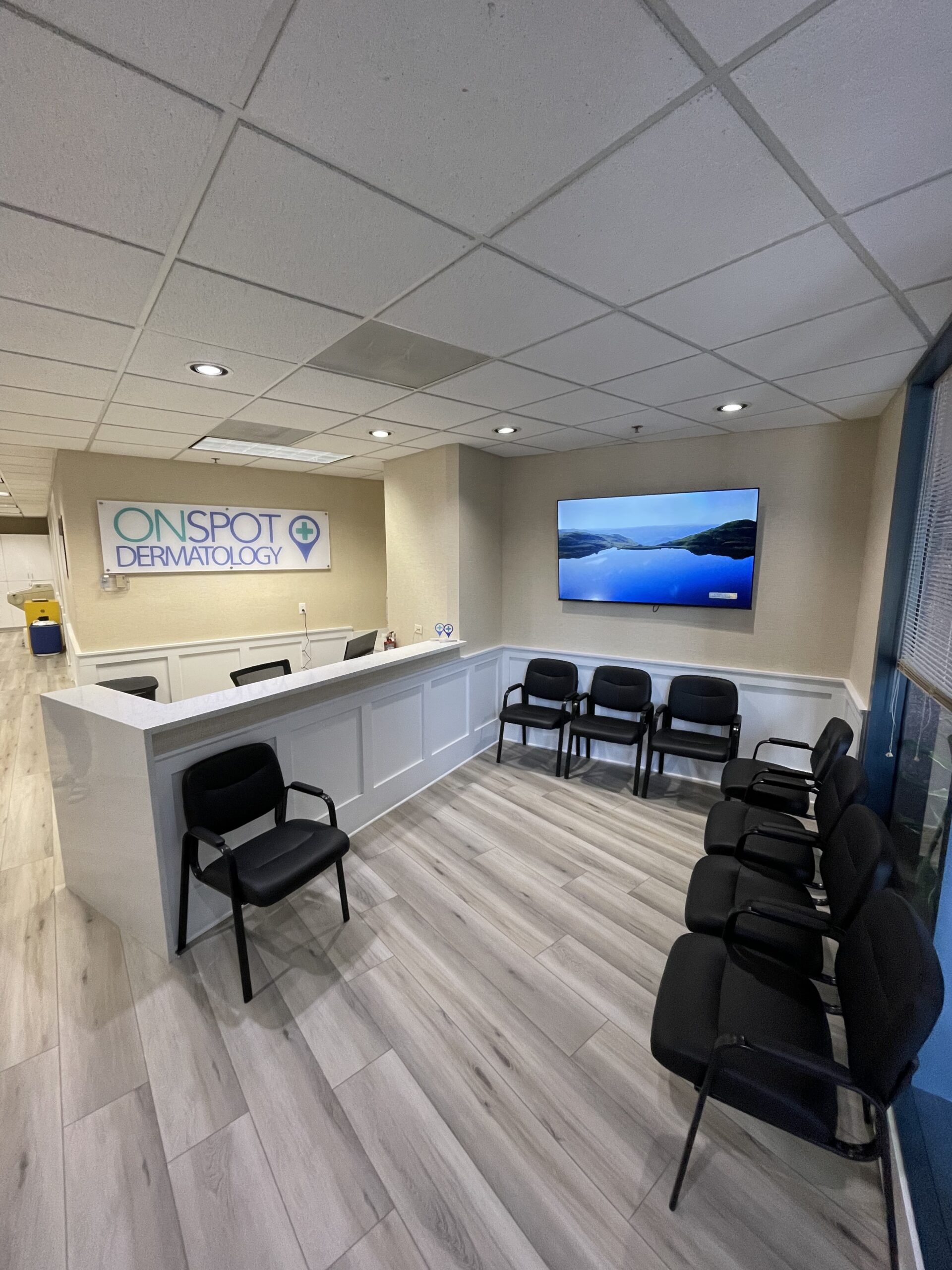 Lobby and waiting area at OnSpot Dermatology West Palm Beach